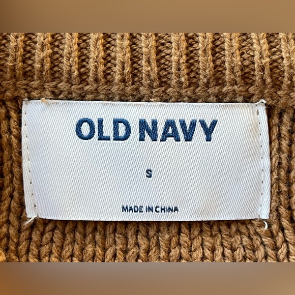 Old Navy Crew Neck Sweater Caramel Brown Cable Knit Size S Cotton PTP 18.5” - Picture 4 of 4